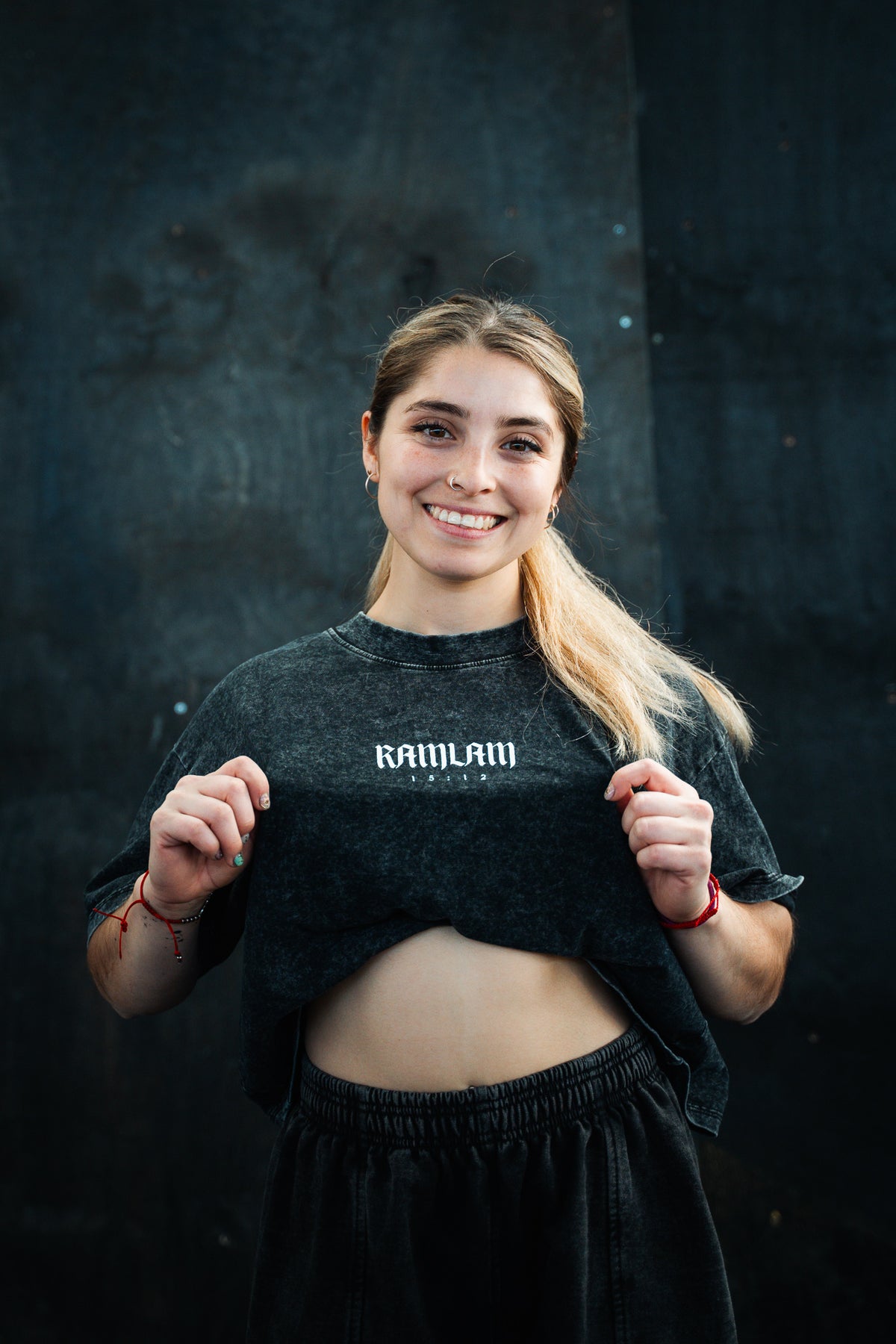 Polera crop oversize Black