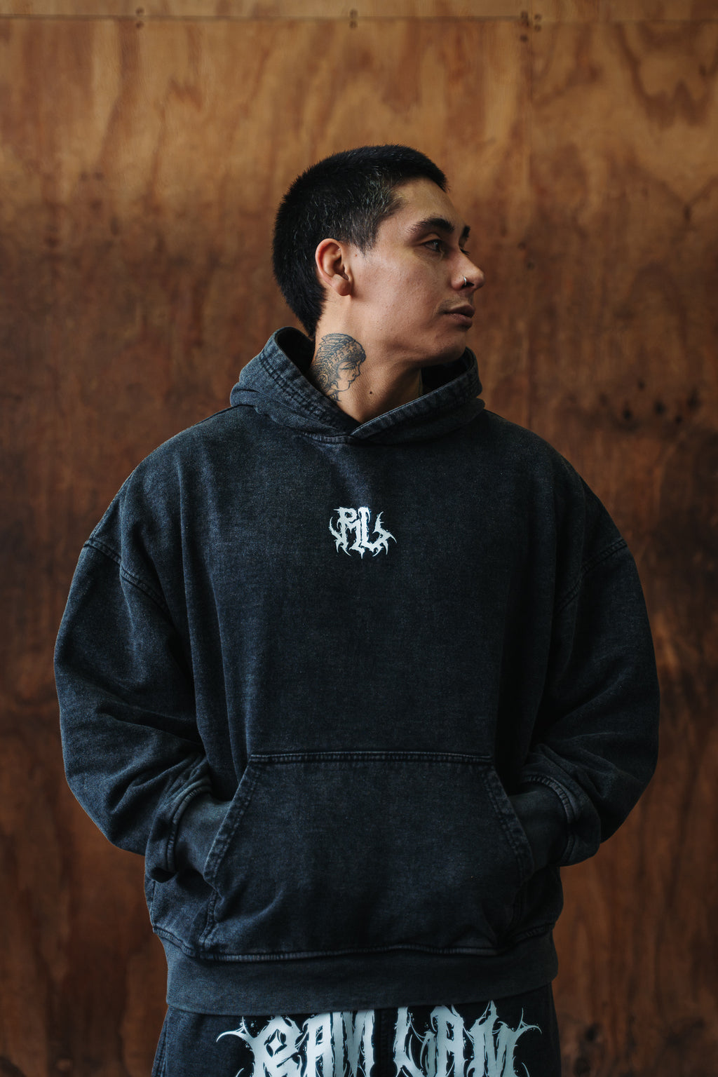 Hoodie Boxy Fit Black/White RL