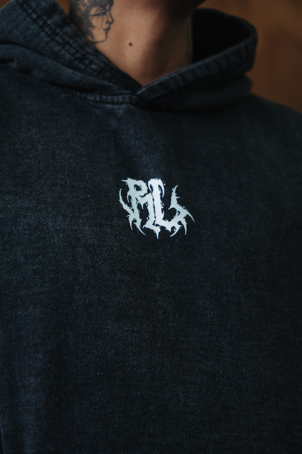 Hoodie Boxy Fit Black/White RL