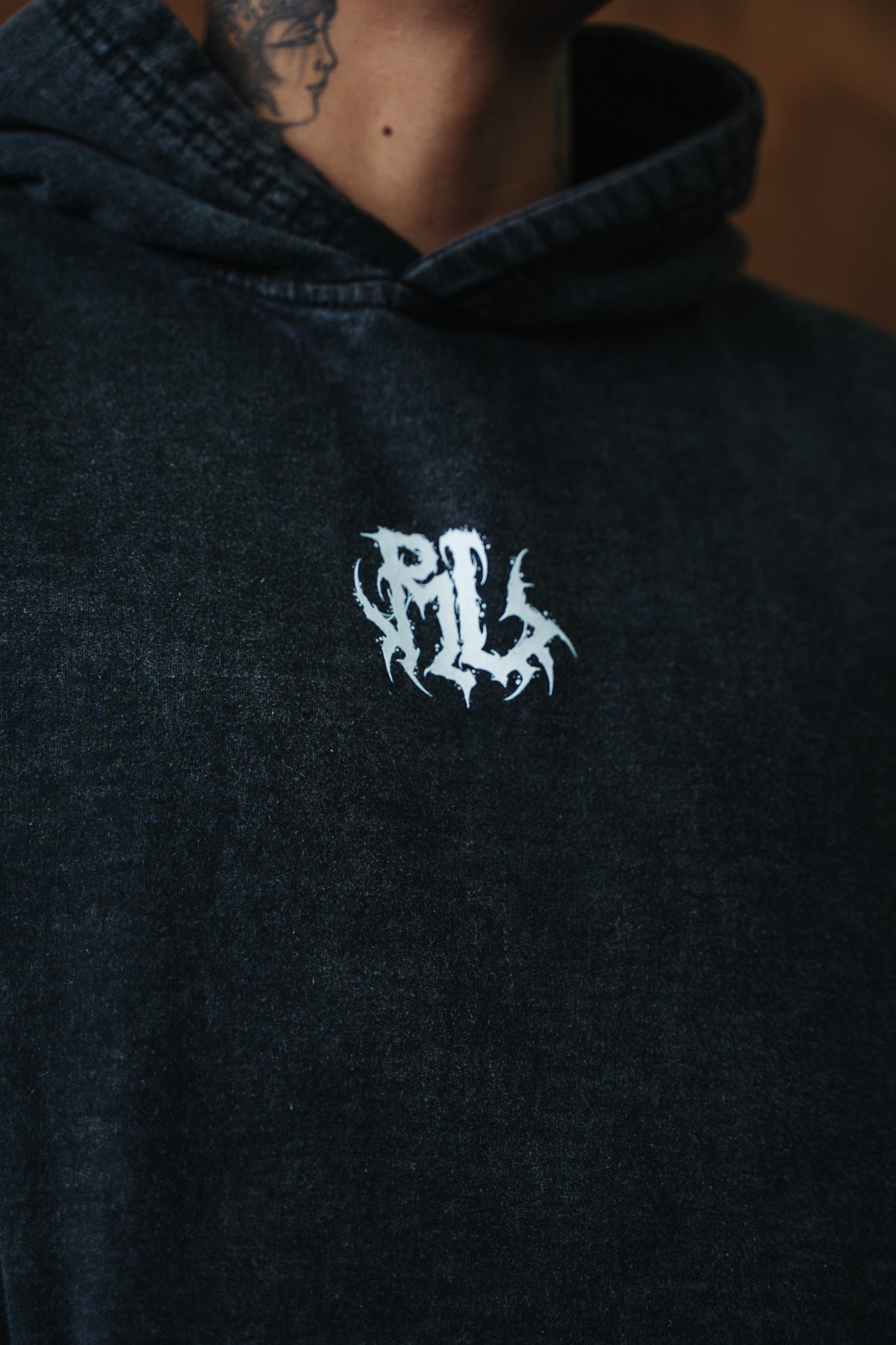 Hoodie Boxy Fit Black/White RL