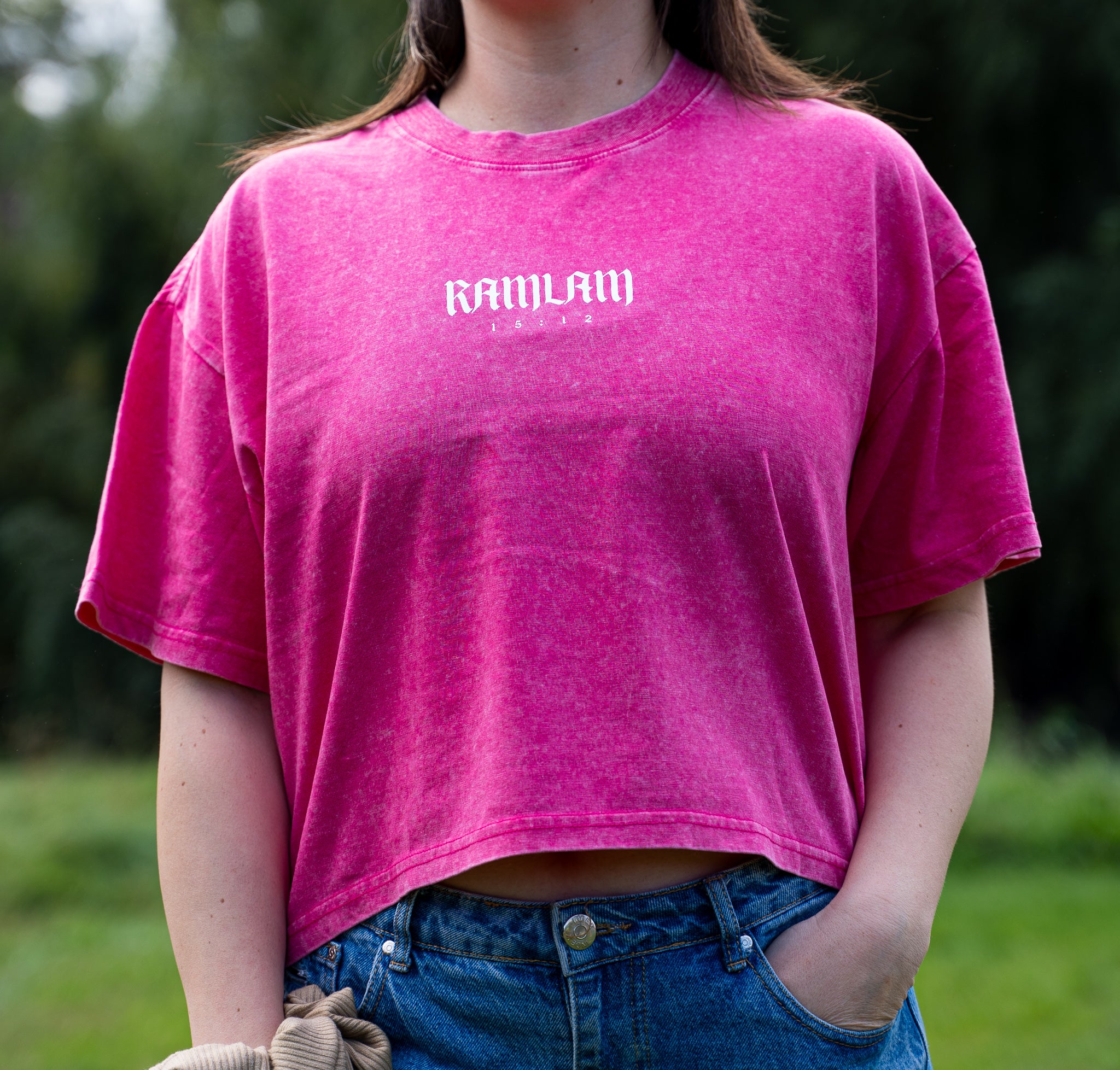 Polera crop oversize Pink
