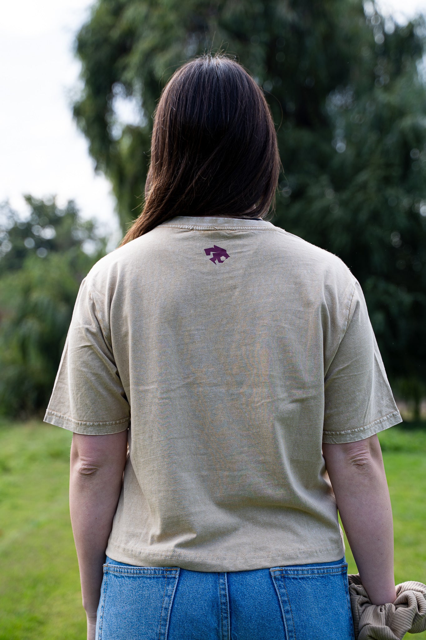 Polera crop regular acidwash Beige