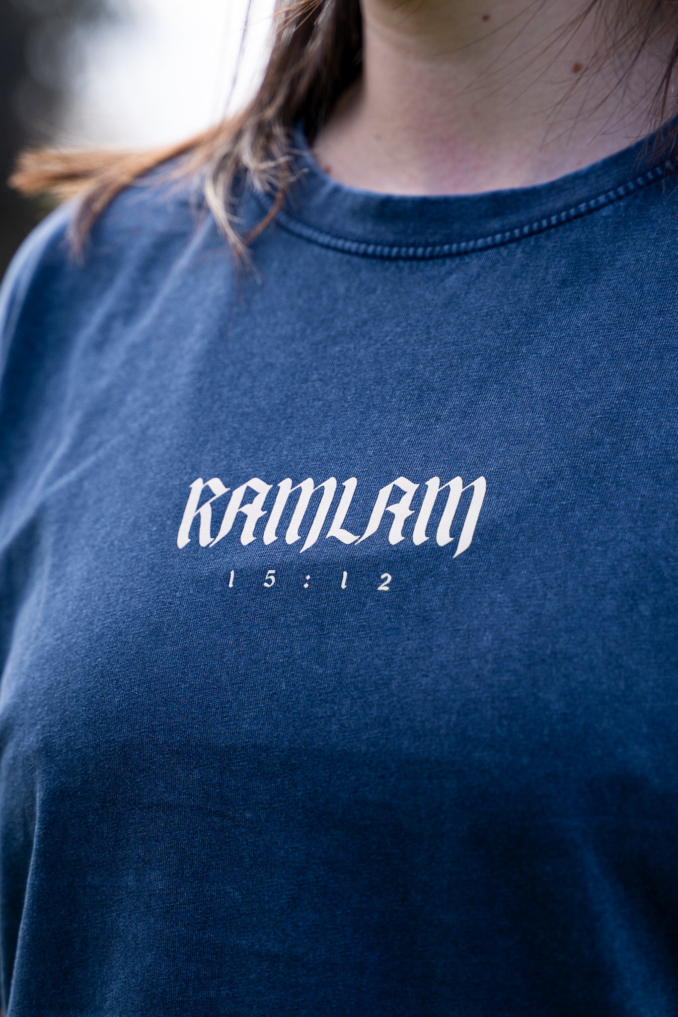 Polera crop regular acidwash Blue