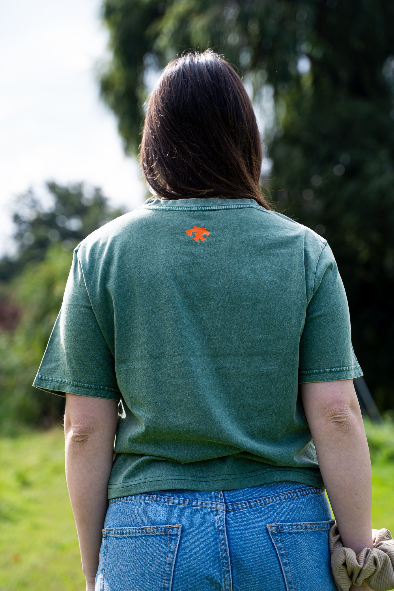 Polera crop regular acidwash Green