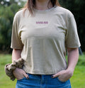 Polera crop regular acidwash Beige